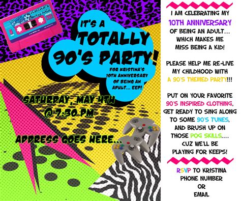 90s Party Invitation Template